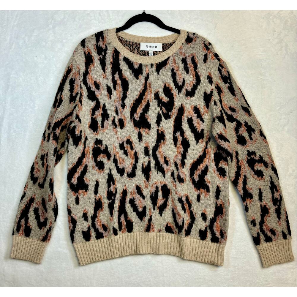 Derek Lam 10 Crosby Leopard Print Alpaca wool sweater Size Medium